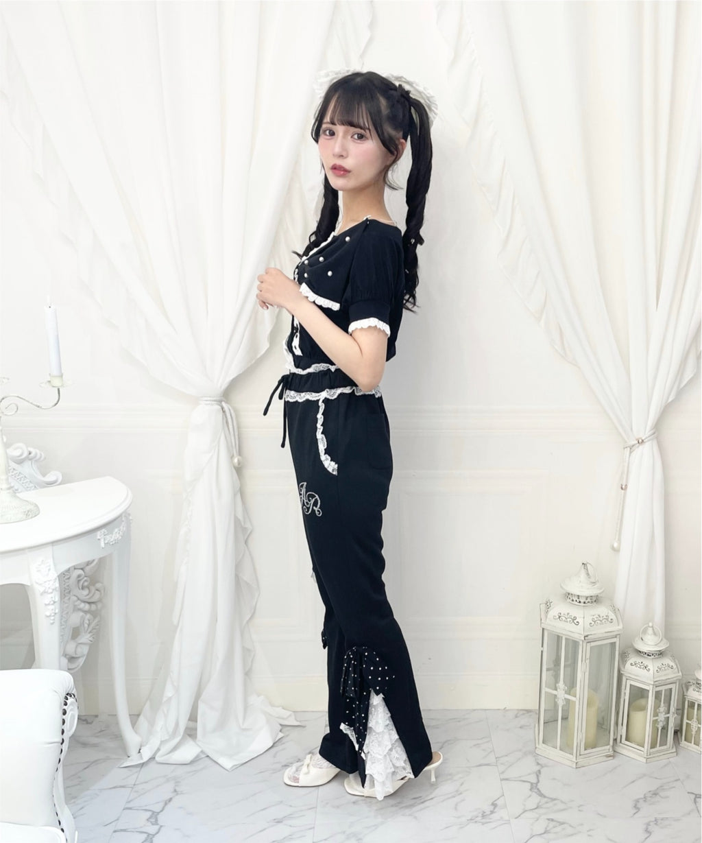 Ank Rouge ドットリボンのふりふりのカットパンツ