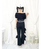 Ank Rouge ドットリボンのふりふりのカットパンツ