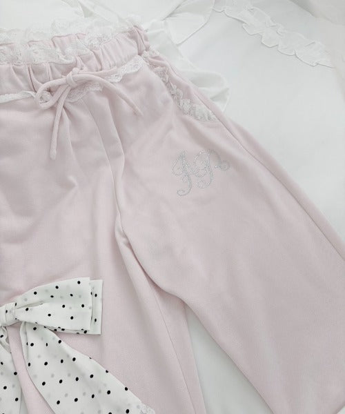 Ank Rouge ドットリボンのふりふりのカットパンツ