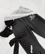 Ank Rouge ドットリボンのふりふりのカットパンツ