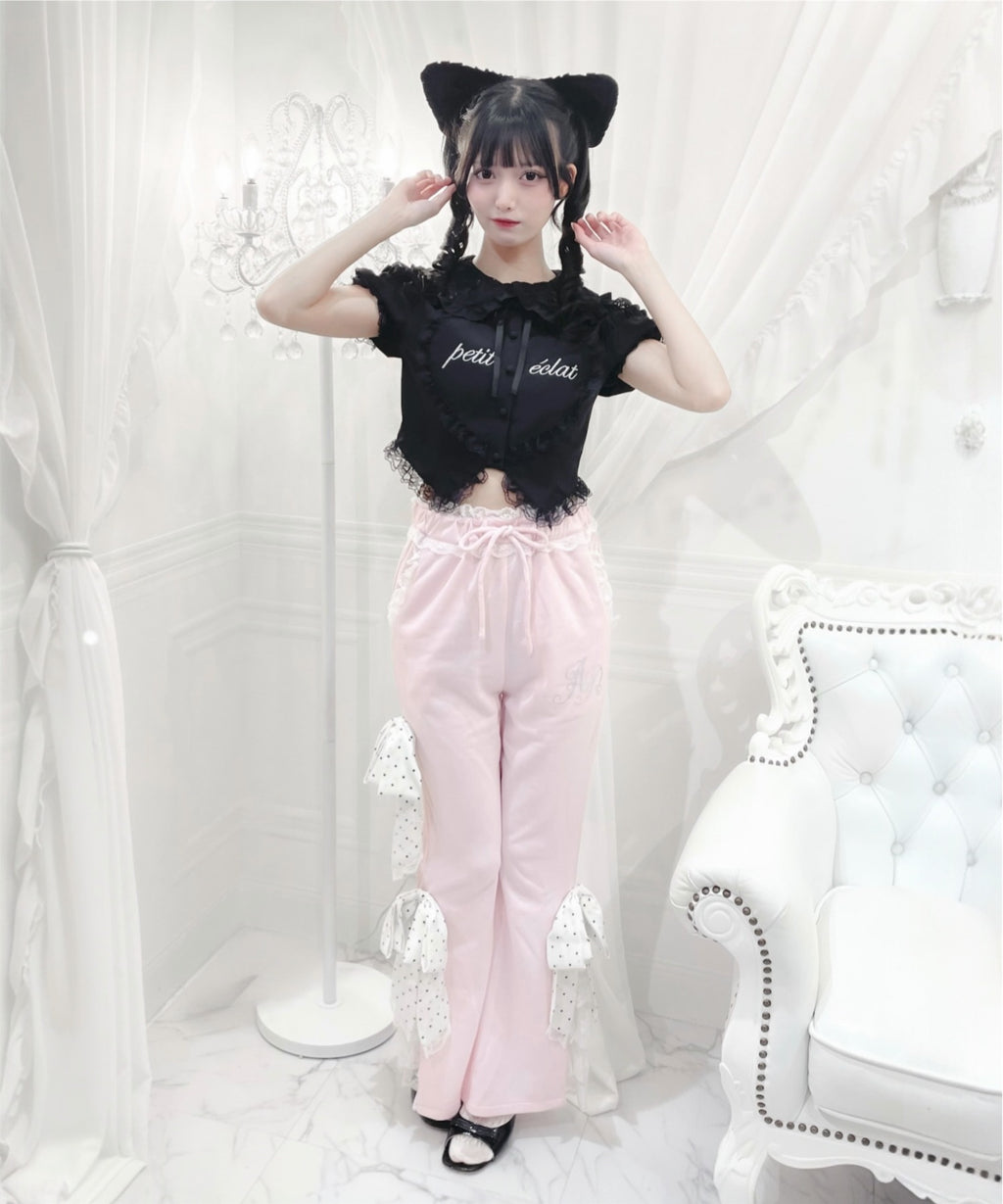 Ank Rouge ドットリボンのふりふりのカットパンツ