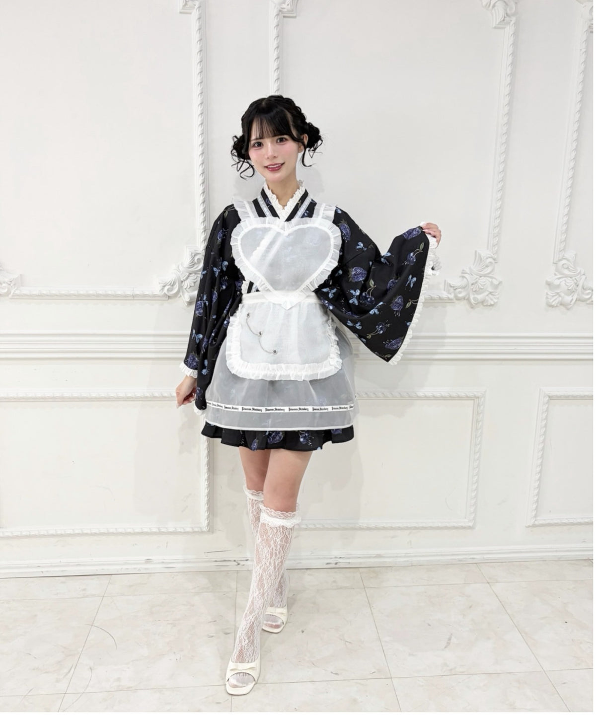 Jamieエーエヌケー [One-piece type] Heart Apron Gothic Strawberry Yukata Dress
