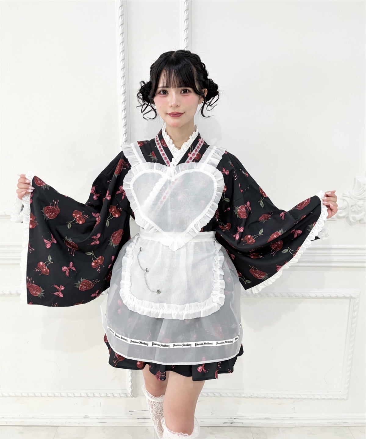 Jamieエーエヌケー 【ワンピースタイプ】ハートエプロンゴシック苺浴衣ドレス