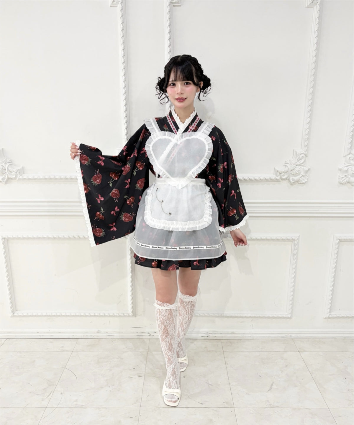 Jamieエーエヌケー 【ワンピースタイプ】ハートエプロンゴシック苺浴衣ドレス