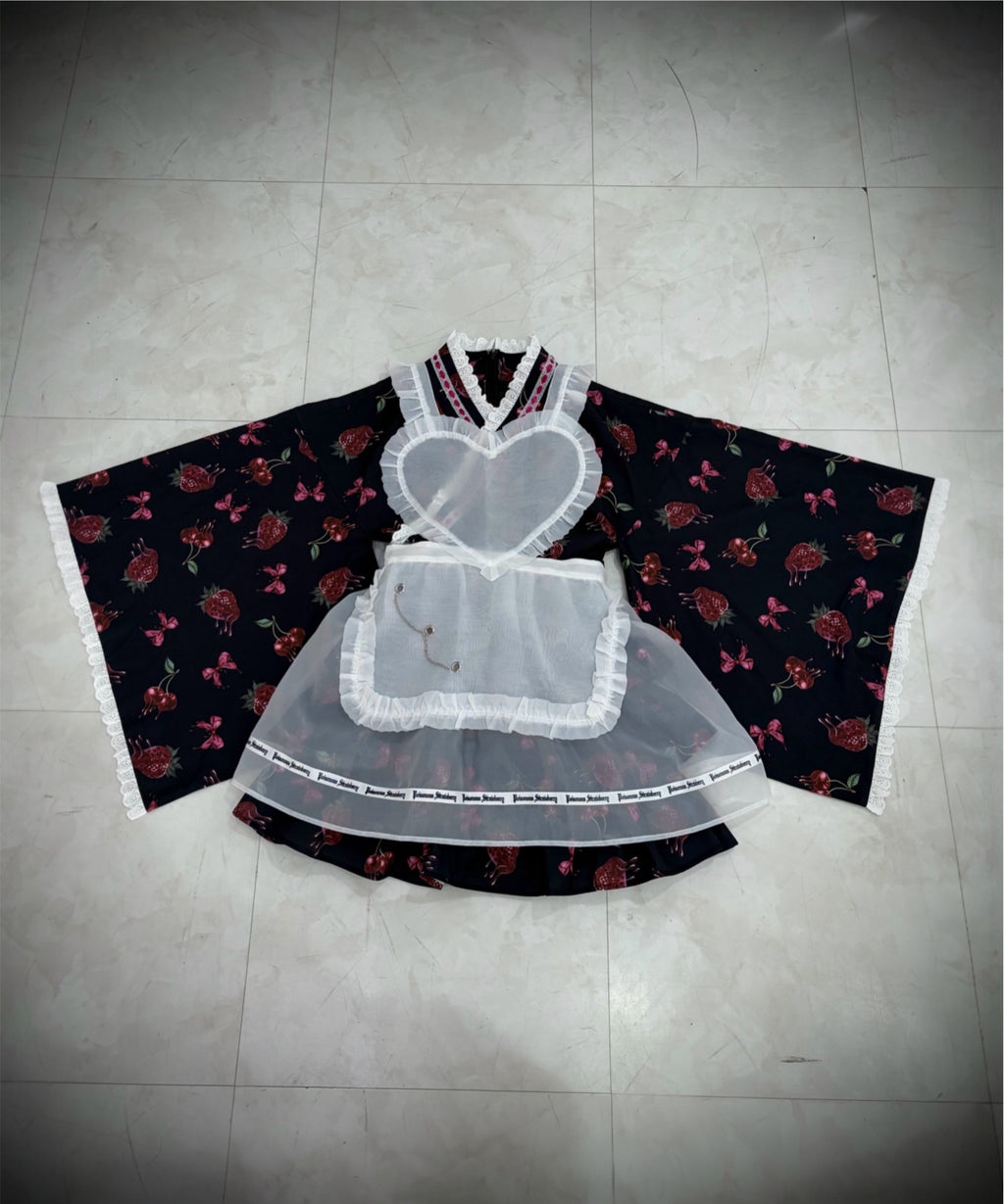 Jamieエーエヌケー 【ワンピースタイプ】ハートエプロンゴシック苺浴衣ドレス