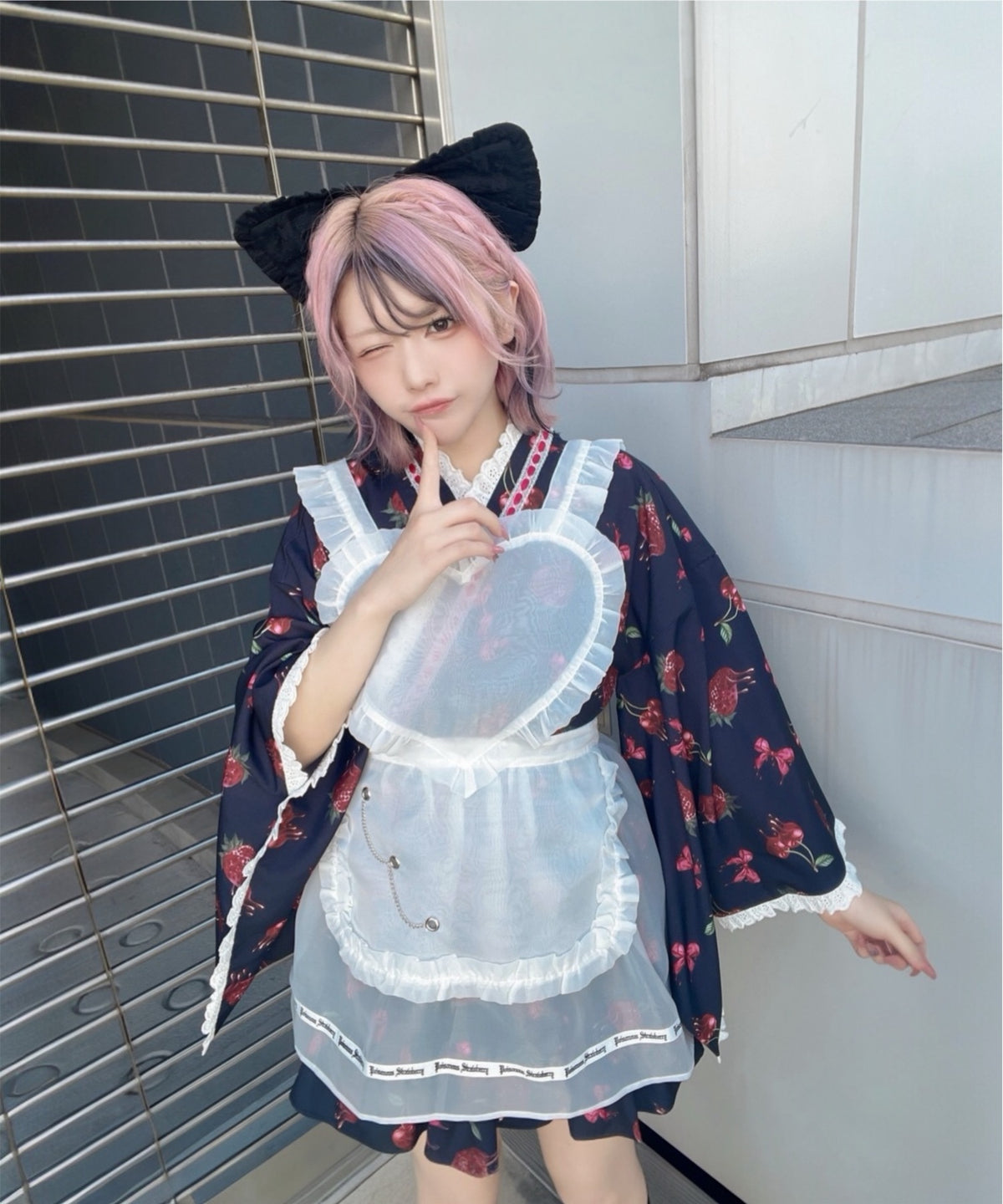 Jamieエーエヌケー 【ワンピースタイプ】ハートエプロンゴシック苺浴衣ドレス
