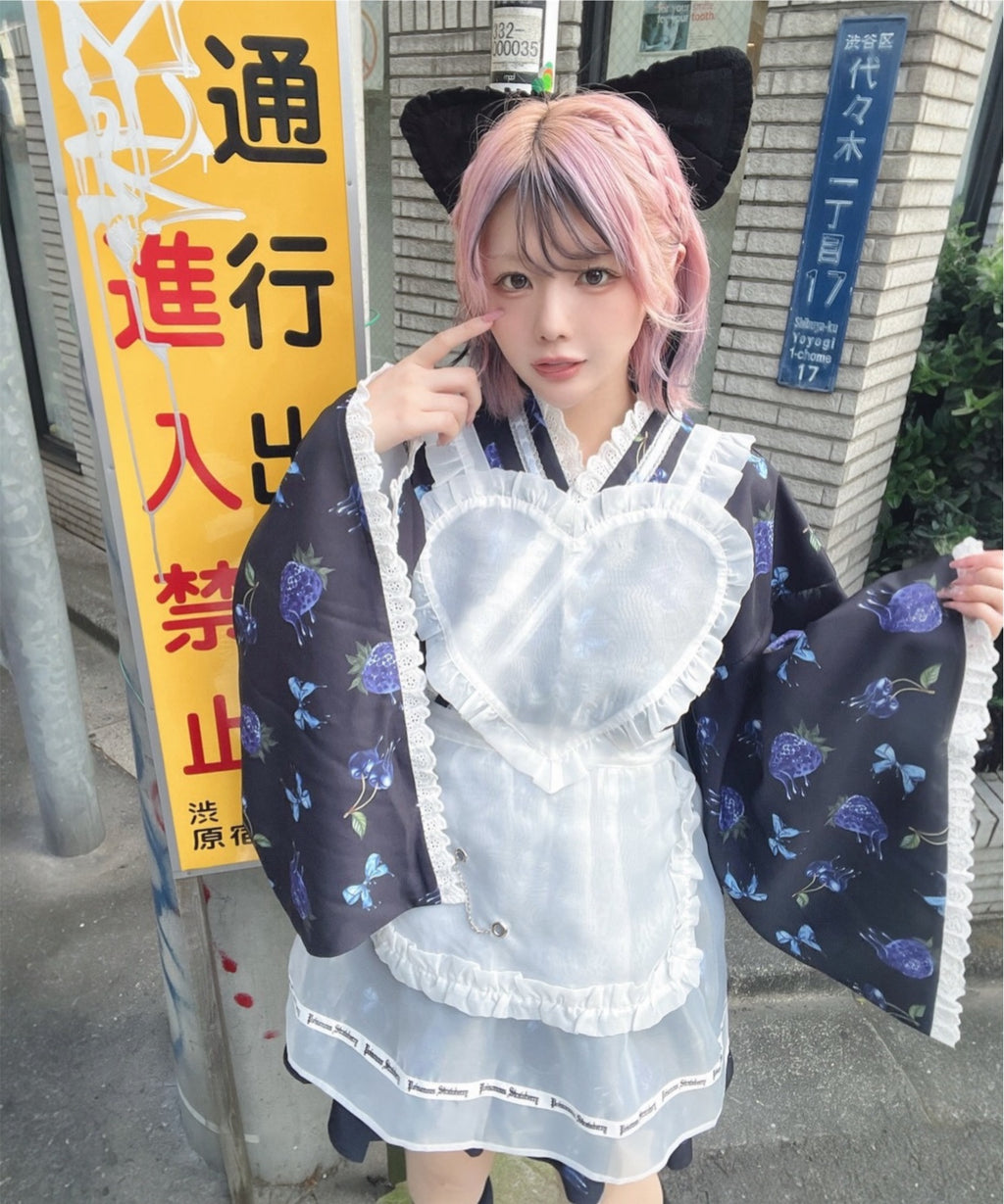 Jamieエーエヌケー 【ワンピースタイプ】ハートエプロンゴシック苺浴衣ドレス