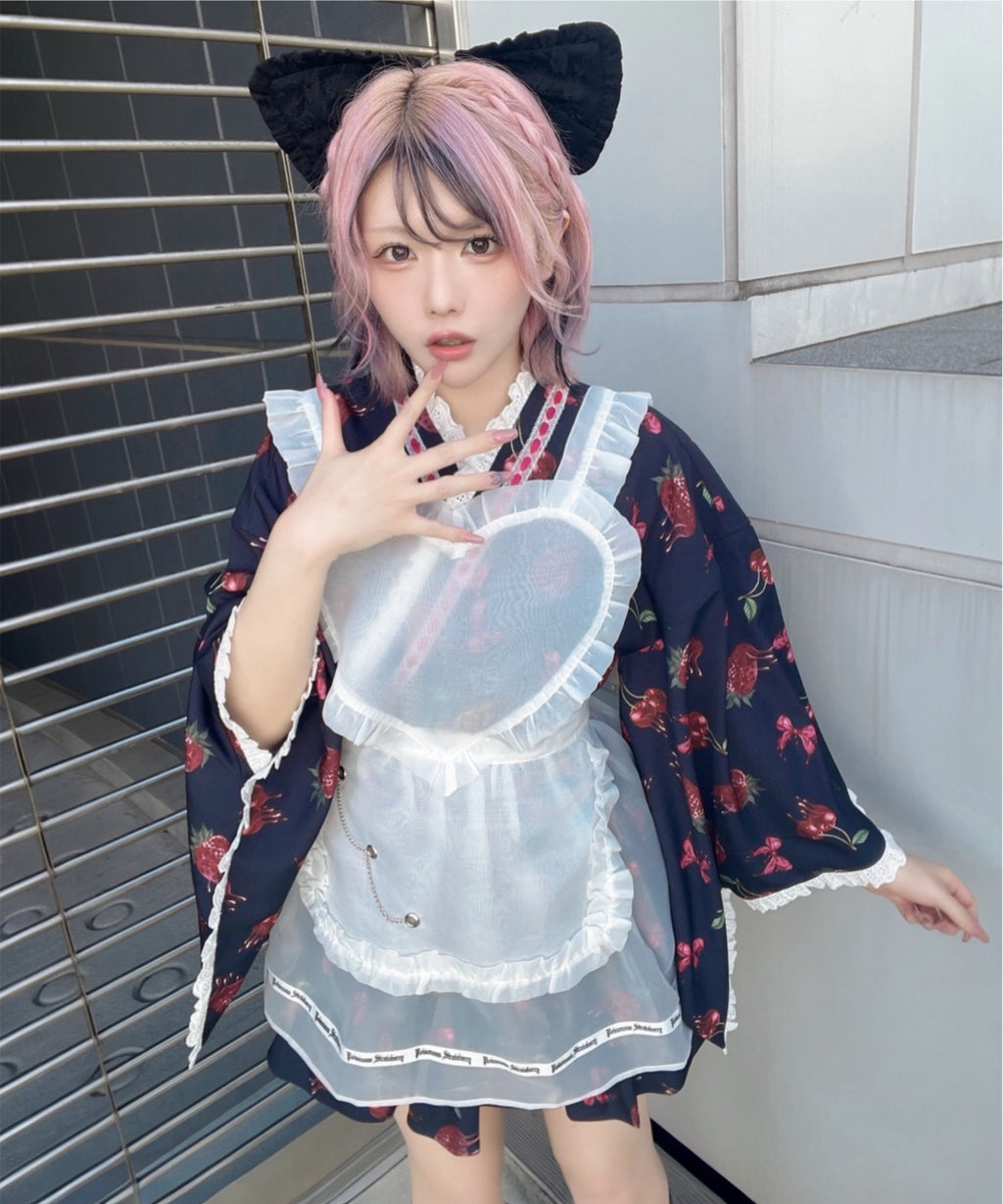 Jamieエーエヌケー 【ワンピースタイプ】ハートエプロンゴシック苺浴衣ドレス