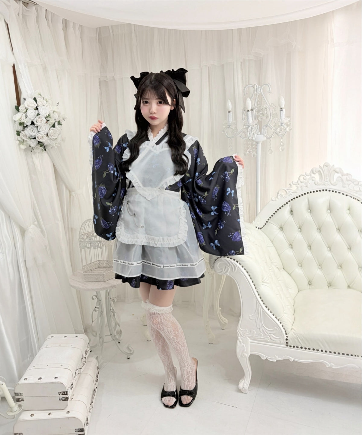 Jamieエーエヌケー 【ワンピースタイプ】ハートエプロンゴシック苺浴衣ドレス