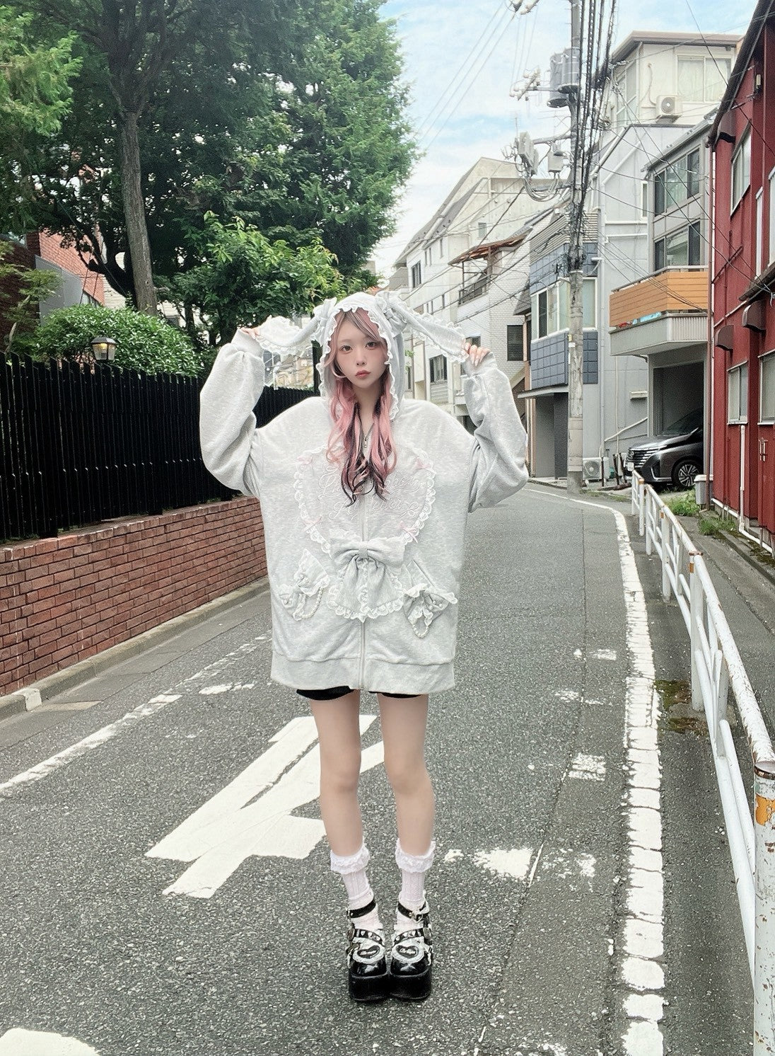 【予約商品】Ank Rouge ハートウサギのBIGパーカー