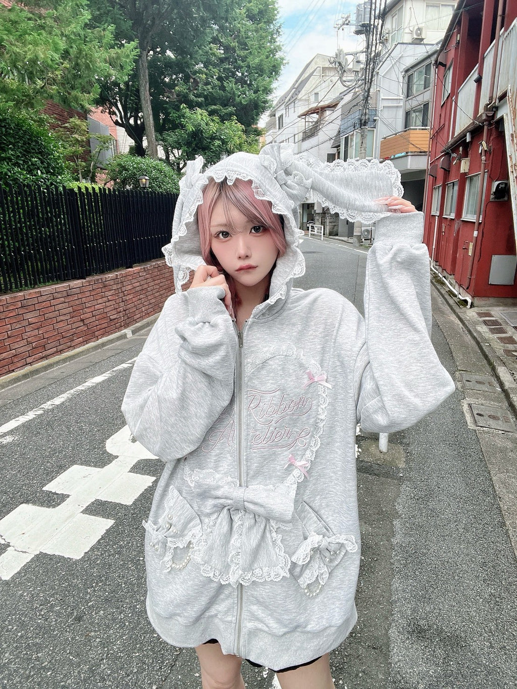 【予約商品】Ank Rouge ハートウサギのBIGパーカー