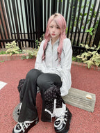Ank Rouge ドットリボンのふりふりのカットパンツ