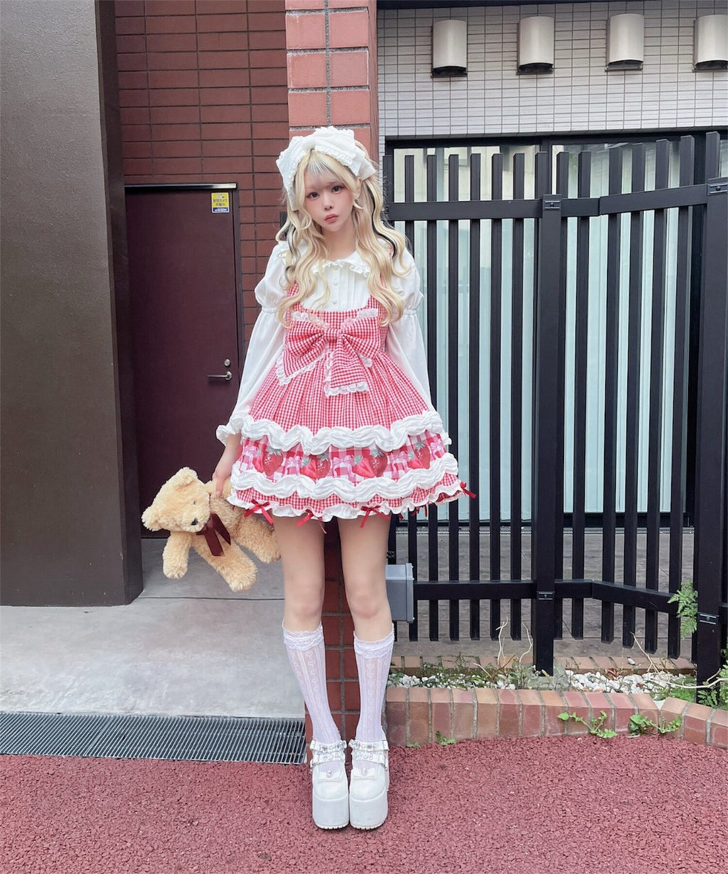【予約商品】 Ank Rouge ショートケーキの夢ワンピース【ギンガム】