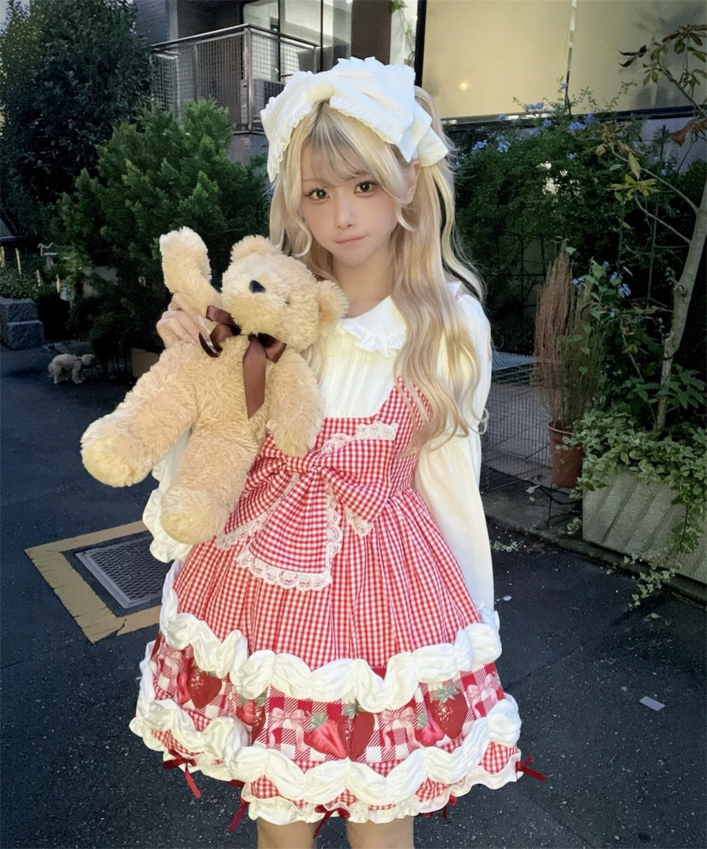 【予約商品】 Ank Rouge ショートケーキの夢ワンピース【ギンガム】