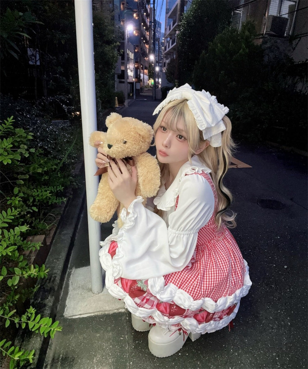 【予約商品】 Ank Rouge ショートケーキの夢ワンピース【ギンガム】