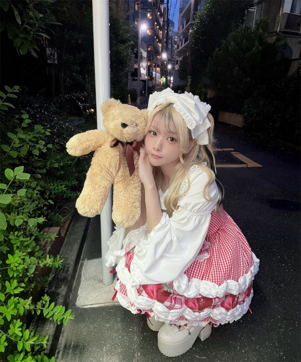 【予約商品】 Ank Rouge ショートケーキの夢ワンピース【ギンガム】