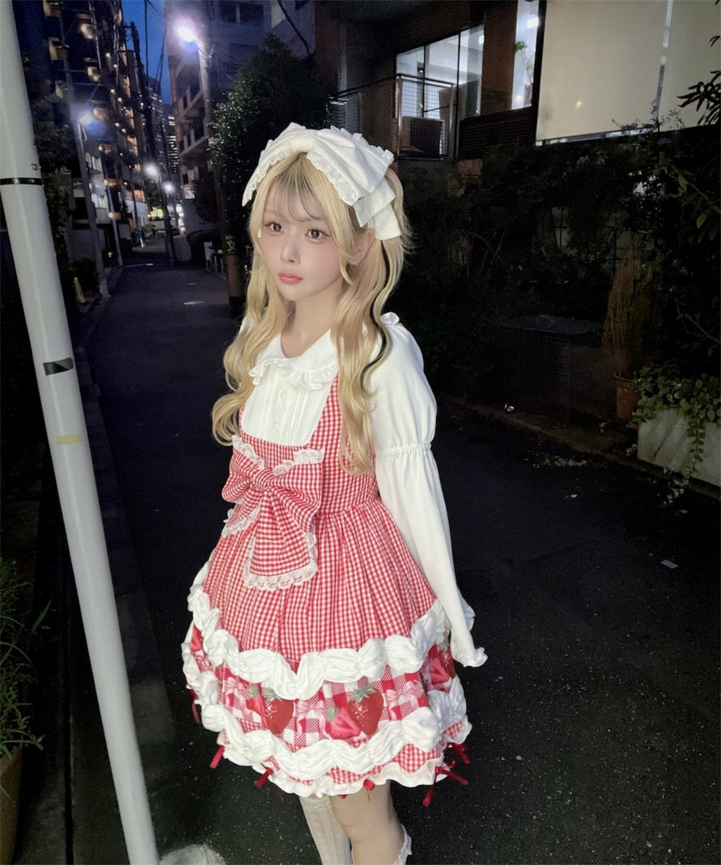 【予約商品】 Ank Rouge ショートケーキの夢ワンピース【ギンガム】