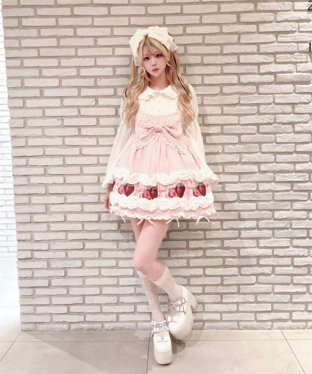 【予約商品】 Ank Rouge ショートケーキの夢ワンピース【ギンガム】