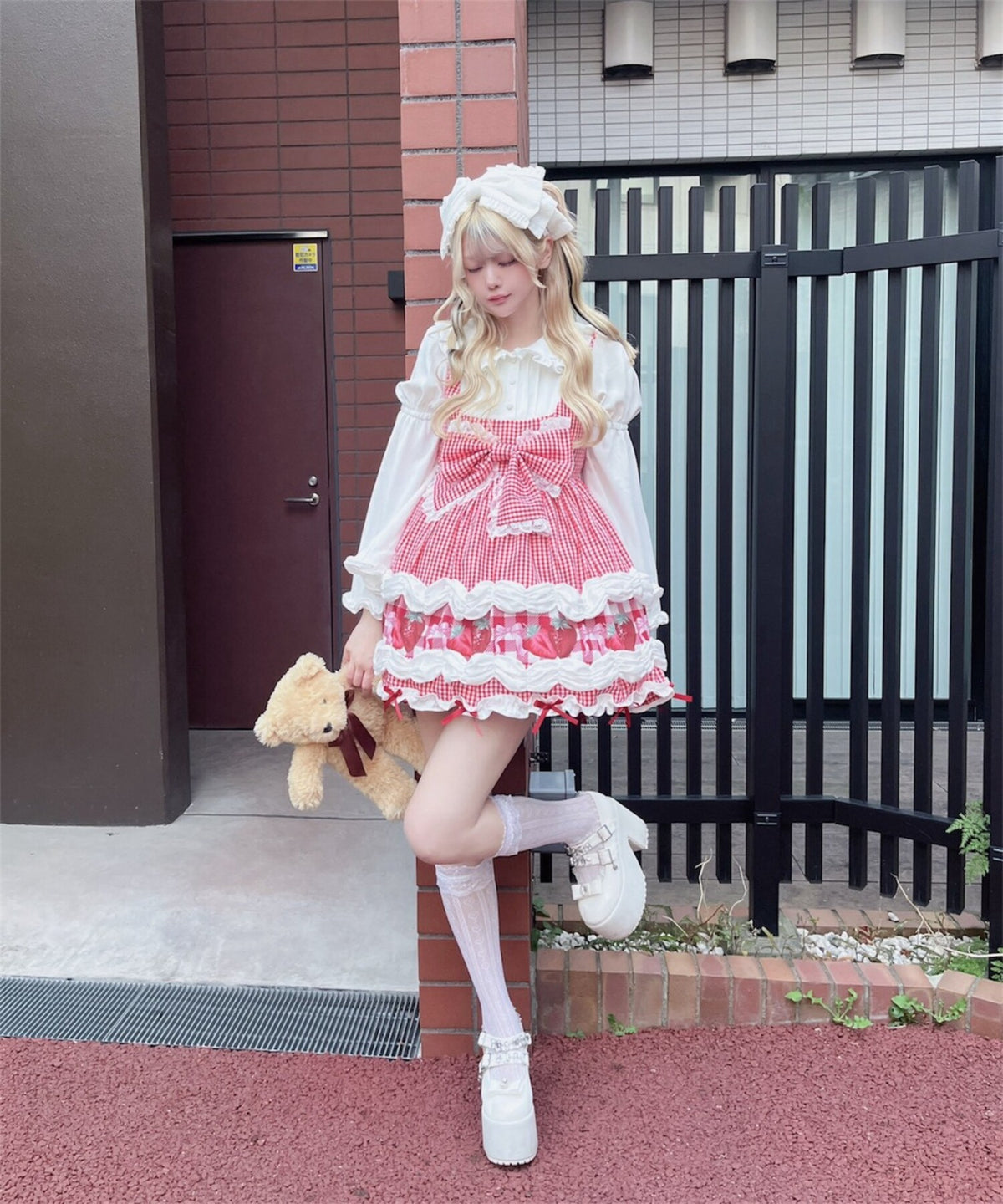 【予約商品】 Ank Rouge ショートケーキの夢ワンピース【ギンガム】