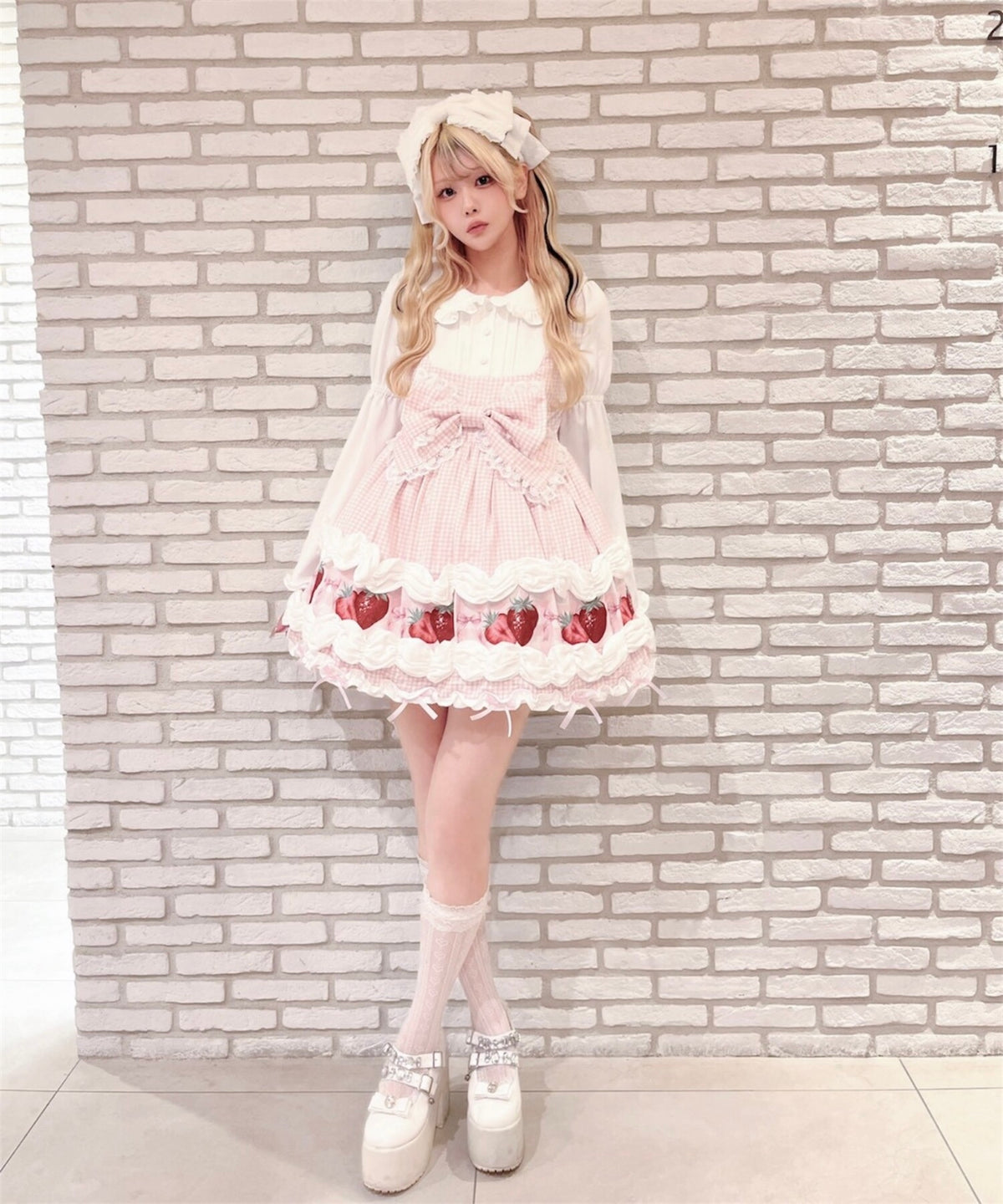 【予約商品】 Ank Rouge ショートケーキの夢ワンピース【ギンガム】