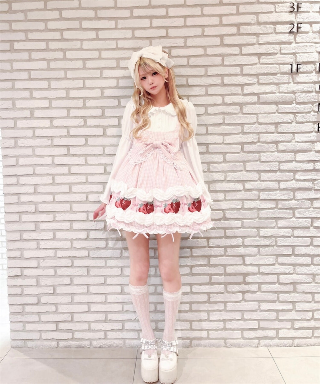 【予約商品】 Ank Rouge ショートケーキの夢ワンピース【ギンガム】