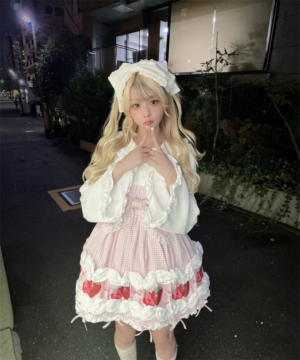 【予約商品】 Ank Rouge ショートケーキの夢ワンピース【ギンガム】