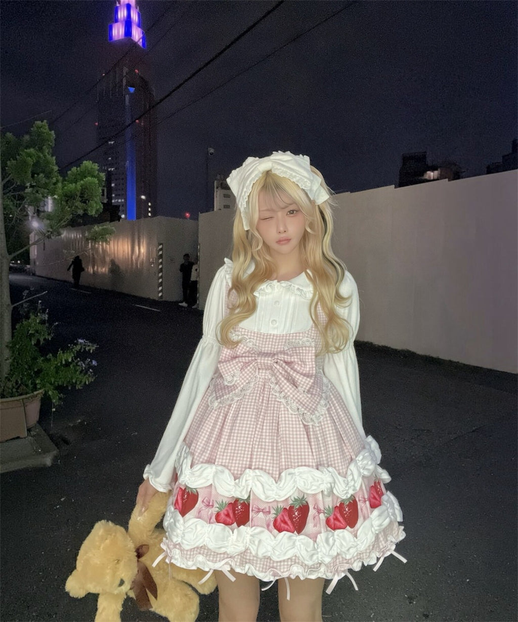 【予約商品】 Ank Rouge ショートケーキの夢ワンピース【ギンガム】