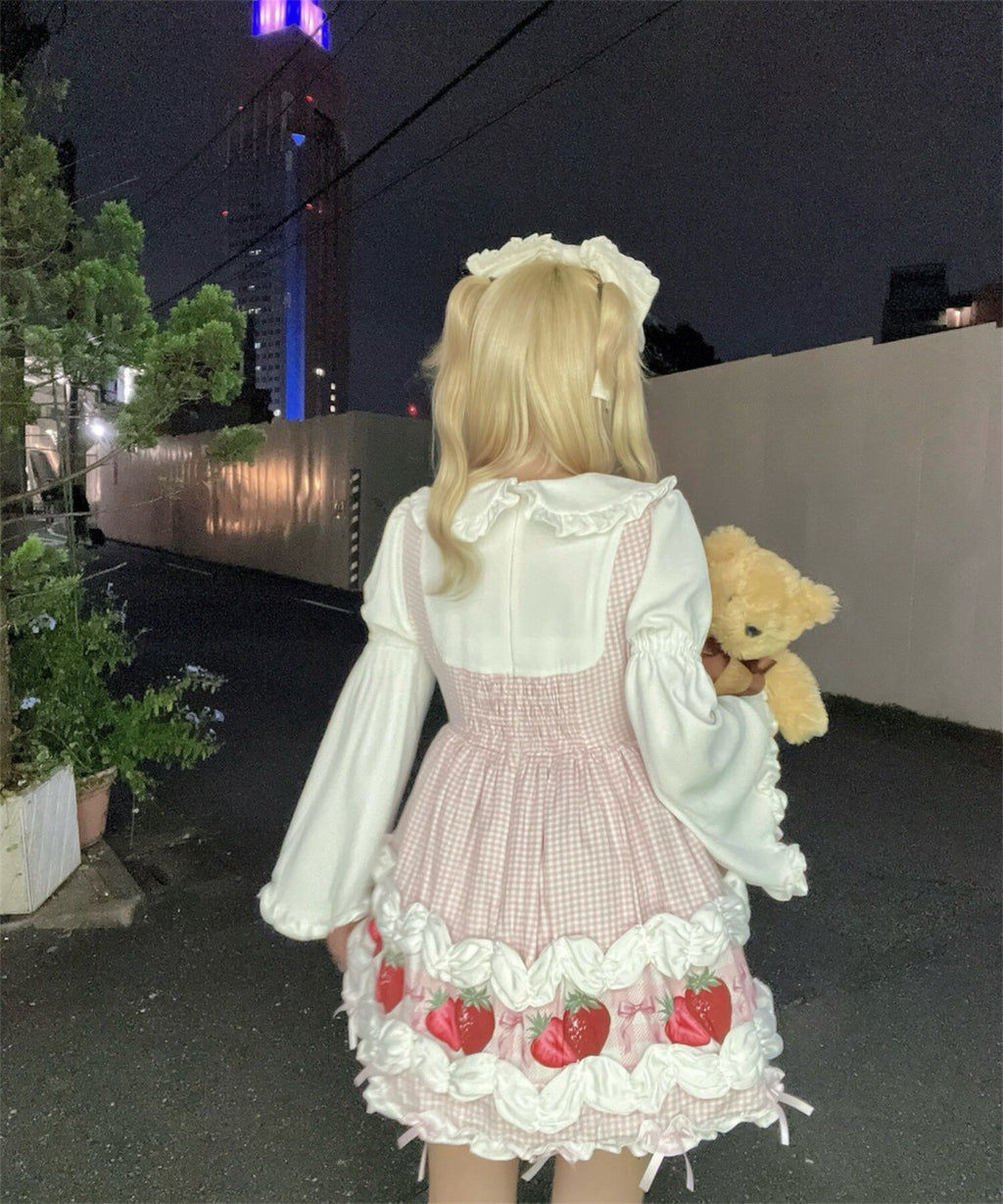 【予約商品】 Ank Rouge ショートケーキの夢ワンピース【ギンガム】