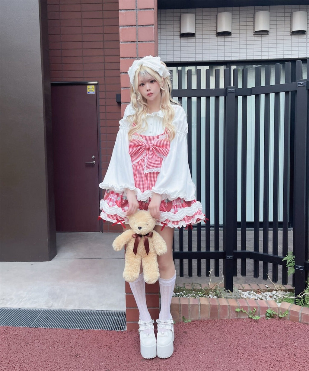 【予約商品】 Ank Rouge ショートケーキの夢ワンピース【ギンガム】