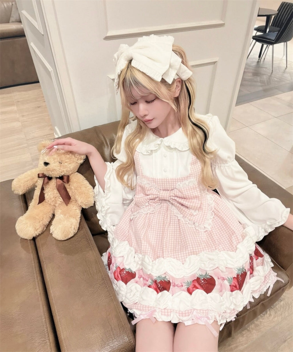 【予約商品】 Ank Rouge ショートケーキの夢ワンピース【ギンガム】
