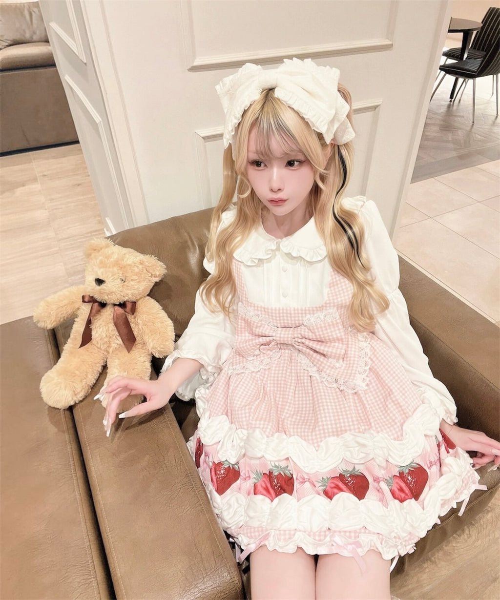 【予約商品】 Ank Rouge ショートケーキの夢ワンピース【ギンガム】