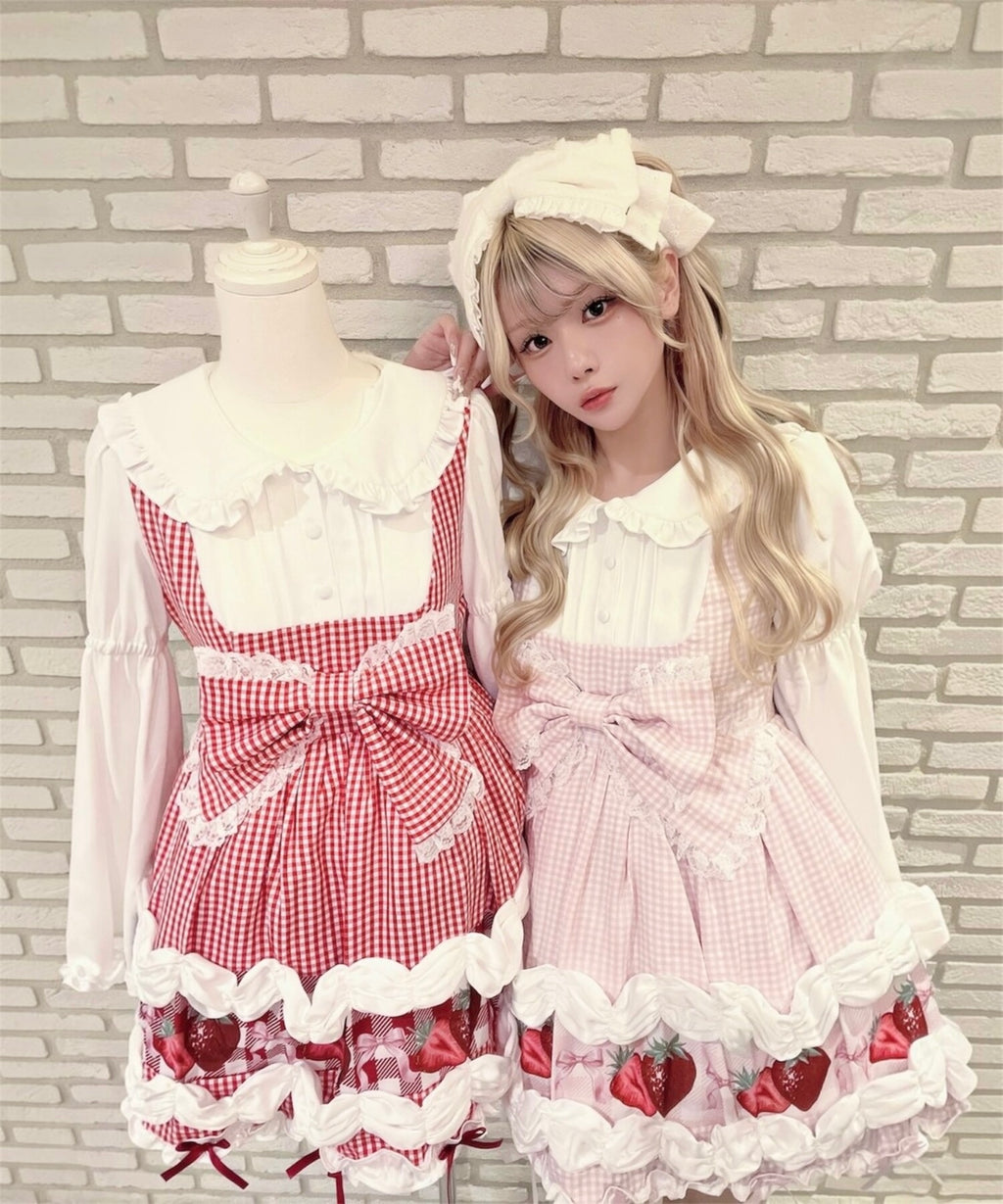【予約商品】 Ank Rouge ショートケーキの夢ワンピース【ギンガム】