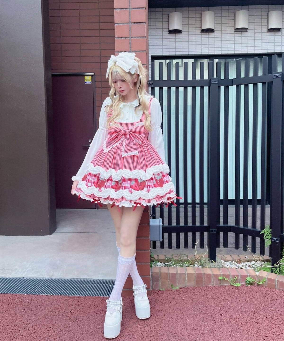 【予約商品】 Ank Rouge ショートケーキの夢ワンピース【ギンガム】