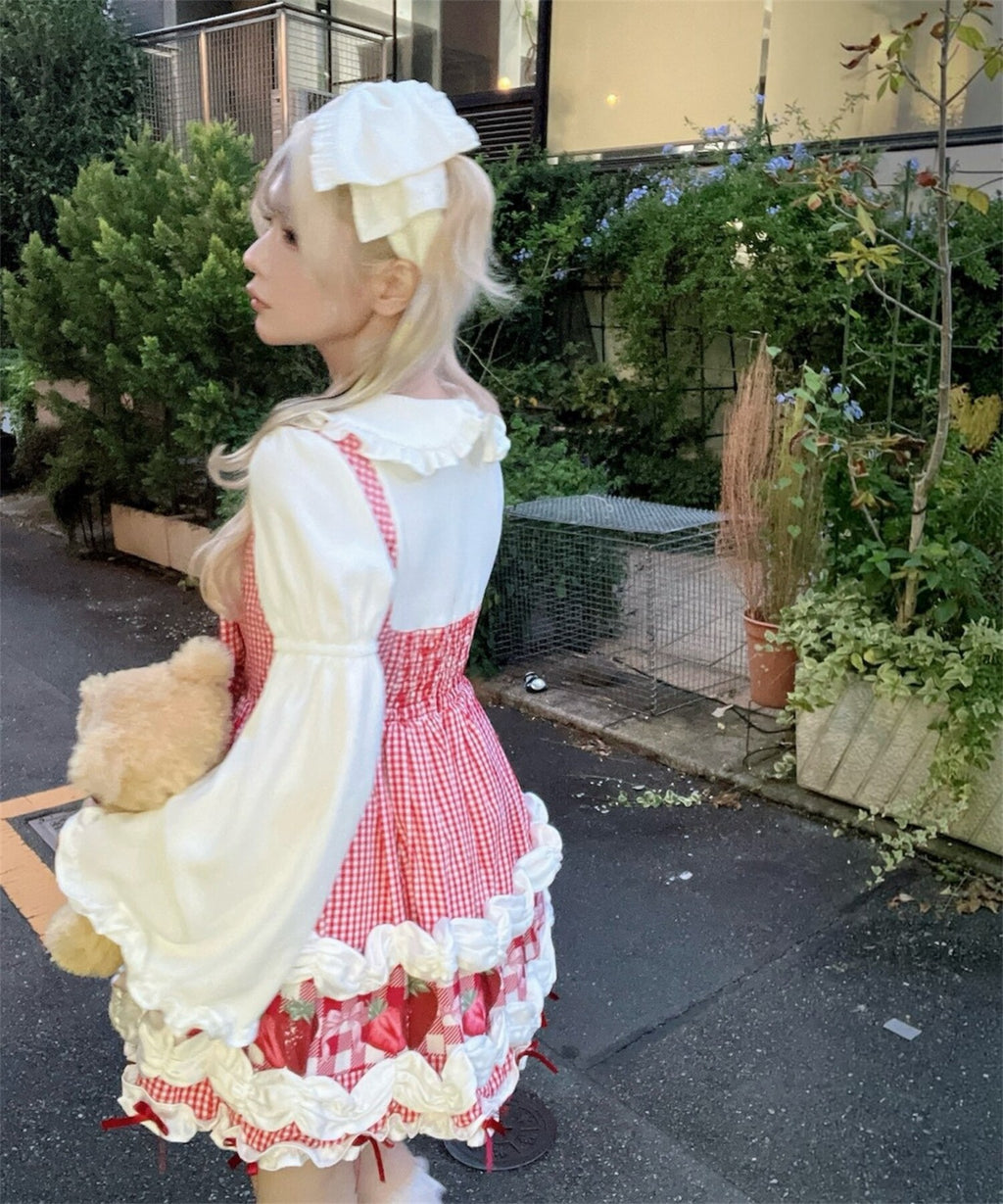 【予約商品】 Ank Rouge ショートケーキの夢ワンピース【ギンガム】