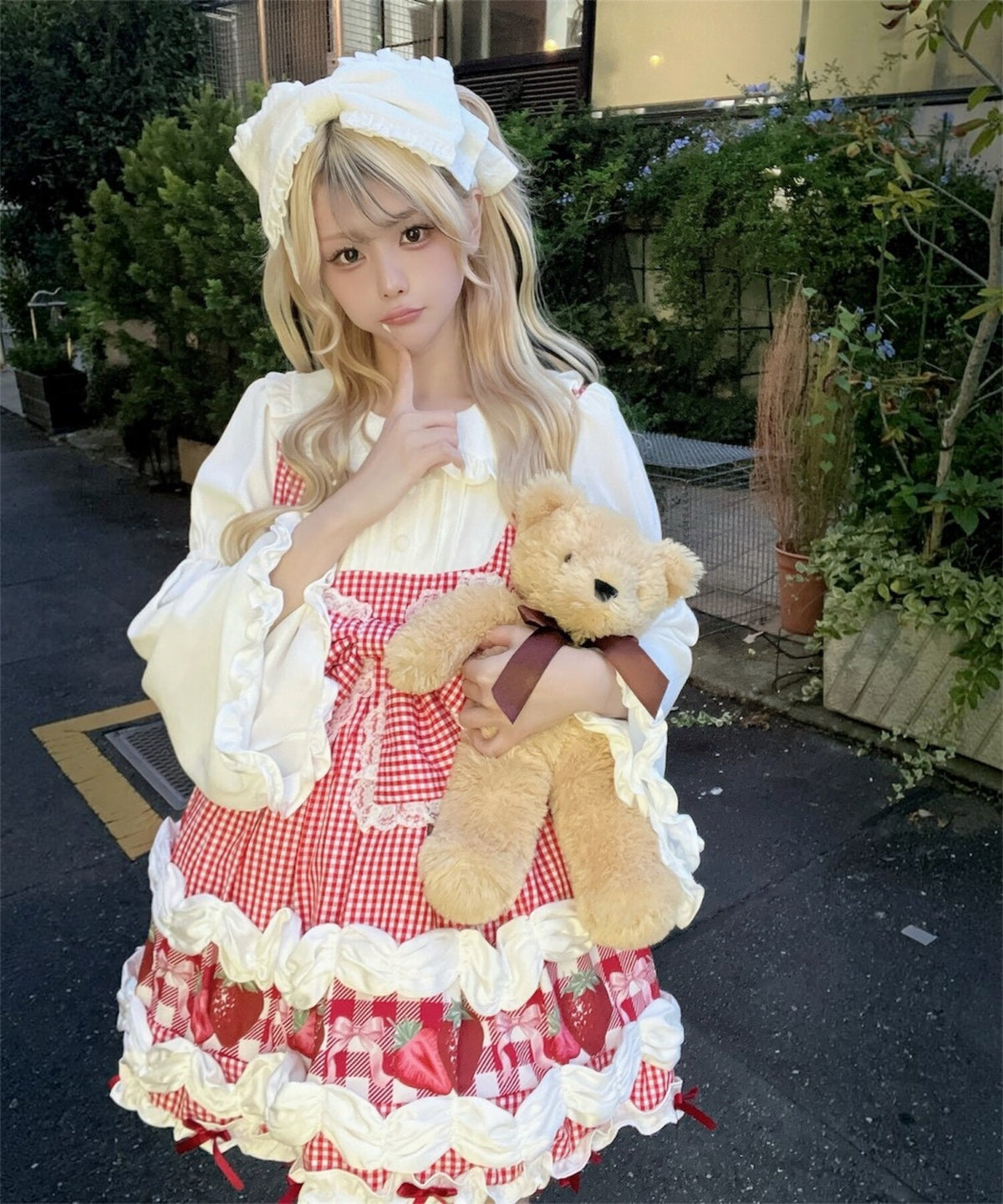 【予約商品】 Ank Rouge ショートケーキの夢ワンピース【ギンガム】