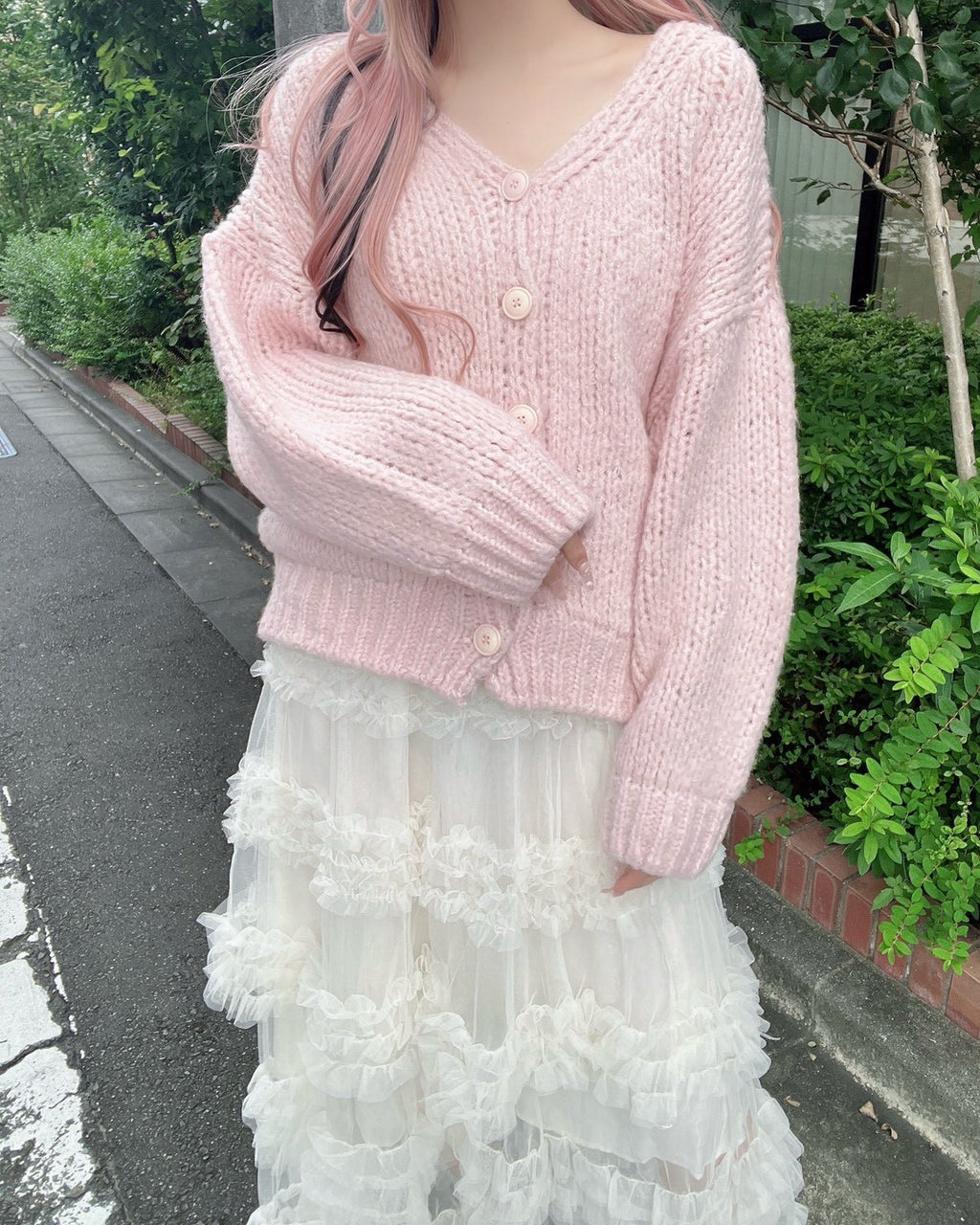 【予約商品】Jamieank【ざっくりニットカーデ＋チュールスカート2点セット】ふわふわPrincessSET