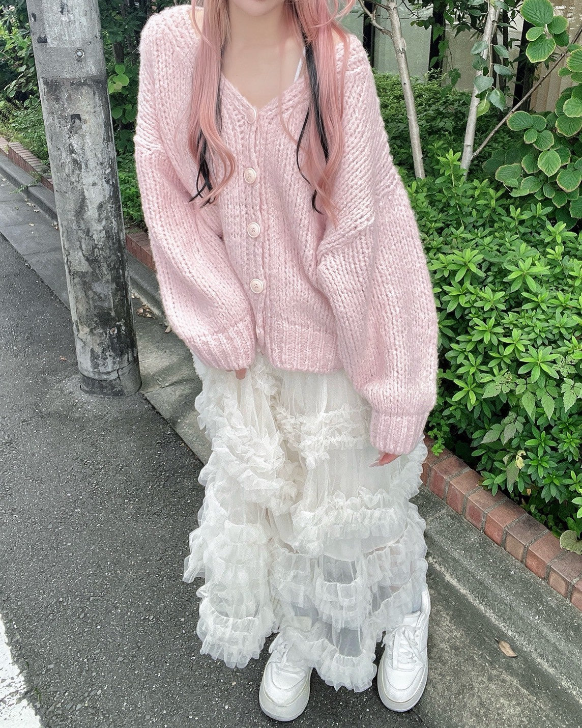 【予約商品】Jamieank【ざっくりニットカーデ＋チュールスカート2点セット】ふわふわPrincessSET