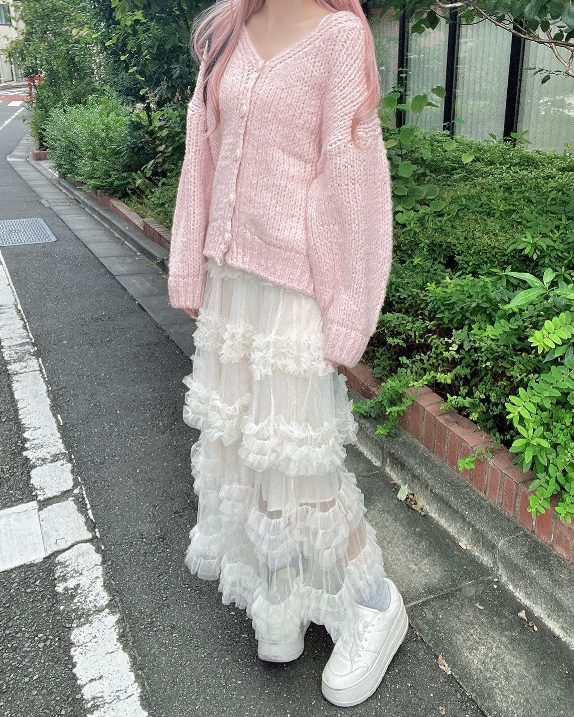 【予約商品】Jamieank【ざっくりニットカーデ＋チュールスカート2点セット】ふわふわPrincessSET