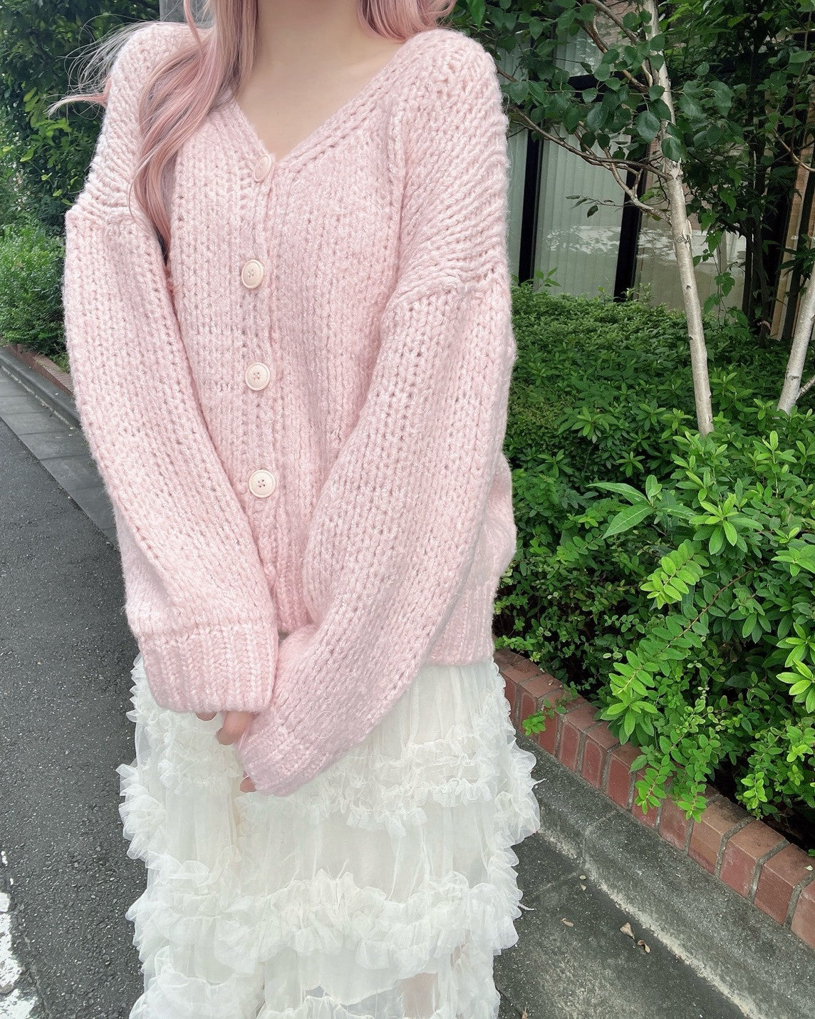 【予約商品】Jamieank【ざっくりニットカーデ＋チュールスカート2点セット】ふわふわPrincessSET