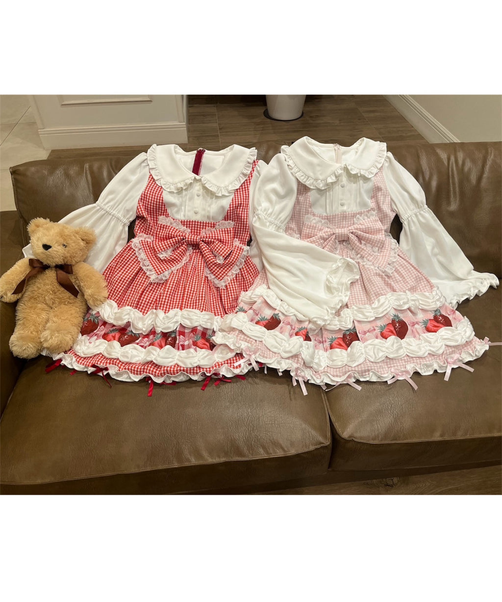 【予約商品】 Ank Rouge ショートケーキの夢ワンピース【ギンガム】