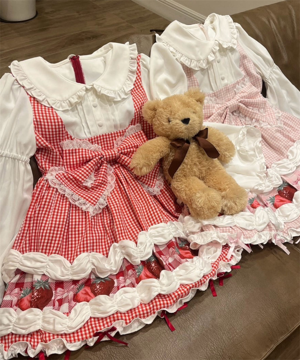 【予約商品】 Ank Rouge ショートケーキの夢ワンピース【ギンガム】