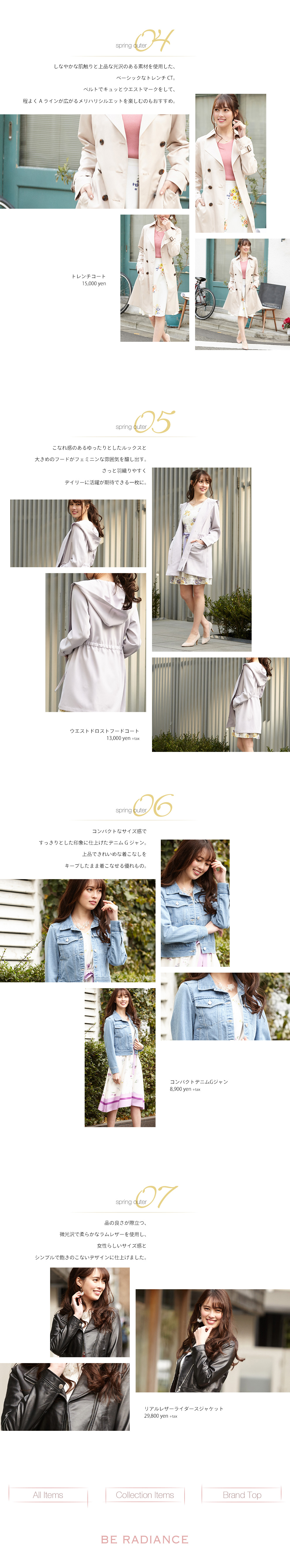 BE RADIANCE Spring Outer Collection